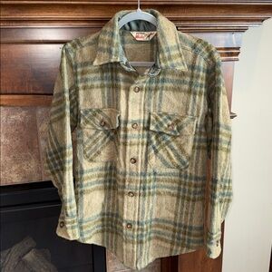 vintage Peters Whaler wool plaid button down shirt shacket atomic retro hippie L